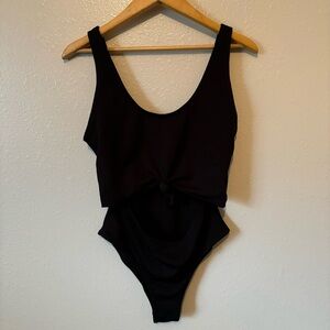 Lizaful Tie Front One Piece Swimsuit